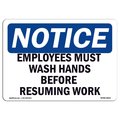 Signmission OSHA, Employees Must Wash Hands Before, 14in X 10in Peel And Stick Wall Graphic, NS-RD-1014-V-11970 OS-NS-RD-1014-V-11970